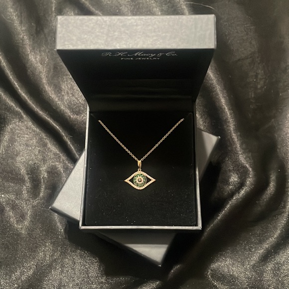 EFFY 14k Gold Diamond Evil Eye Necklace - Picture 4 of 5